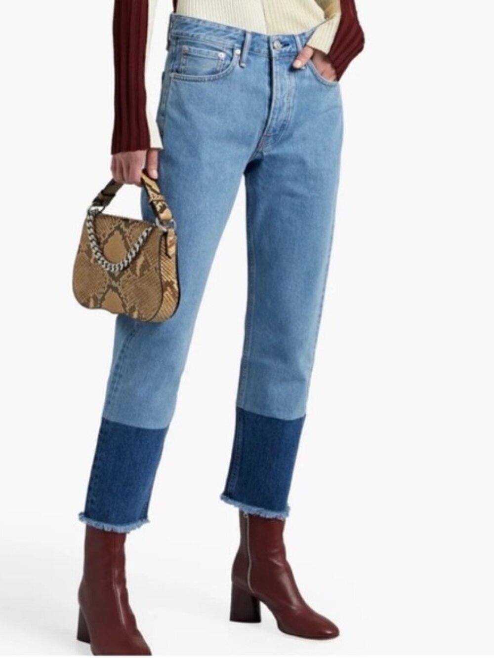 RAG & BONE Women’s Size 26 Maya High-Rise Ankle Slim 2 Tone Denim Blue